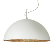 подвесной светильник полусферический с матовым белым корпусом и бронзовым внутренним отражателем