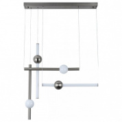 подвесная люстра с металлическими шарами на штангах