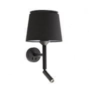 20303-93 SAVOY BLACK WALL LAMP WITH READER BLACK LAMPSHADE настенный светильник Faro barcelona