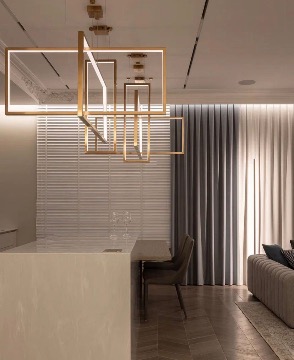 Современная классика проекта кухни-гостиной с геометричным светильником Frame Aromas del Campo - 2