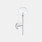 настенное бра с одним шаром из прозрачного стекла на хромированном основании