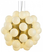 подвесная люстра сферической формы с множеством шаровых плафонов