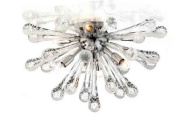 потолочная люстра с лучевой композицией стеклянных подвесов