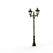 уличный фонарный столб с двойными плафонами в бронзовом корпусе