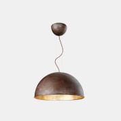 подвесная люстра крупного формата с железным плафоном и золотистым внутренним покрытием