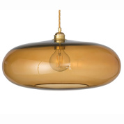 подвесной светильник с вытянутым стеклянным плафоном янтарного тона