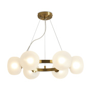 подвесной светильник с шарообразными плафонами из матового стекла на латунной арматуре