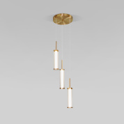 подвесной светильник с тремя цилиндрическими стеклянными плафонами на круглой потолочной базе