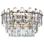 подвесная люстра с хрустальными элементами и округлой формой корпуса