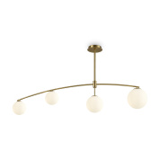 потолочный светильник с четырьмя шарообразными плафонами на дугообразной планке