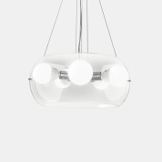 подвесной светильник с тремя стеклянными плафонами на металлическом основании