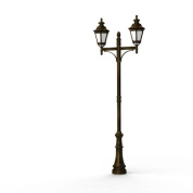 уличный фонарный столб с двойным фонарным плафоном в бронзовом корпусе