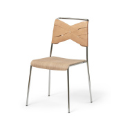2426-8415 Torso Design House Stockholm Обеденный стул с хромированным каркасом и сиденьем натурального цвета