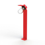 садовый боллард с прозрачной лампой и красной арматурой