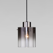 подвесной светильник с цилиндрическим стеклянным плафоном дымчатого оттенка