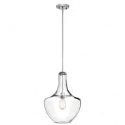 Everly 19.75" 1 Light Bell Pendant Clear Glass Chrome подвесной светильник 42046CH Kichler
