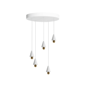 L0541102 CHERRY Petite Friture Круглый подвесной светильник пять конусных плафонов белый