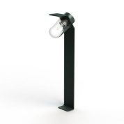 садовый боллард с прозрачной лампой и серым корпусом