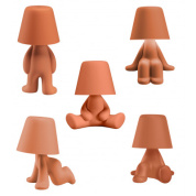 набор настольных светильников с тач-диммером и терракотовыми абажурами