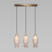 подвесной светильник с тремя цилиндрическими стеклянными плафонами на круглой потолочной планке