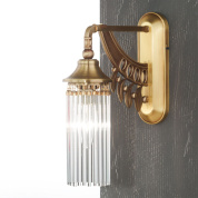 настенное бра с вертикальными стеклянными стержнями в тоне старой латуни