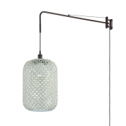 уличный торшер с изогнутой конструкцией и декоративным плетёным плафоном