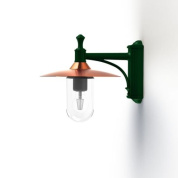 настенный светильник с медным куполом и зелёным корпусом