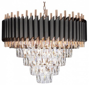 подвесная люстра с хрустальными подвесками и черными элементами