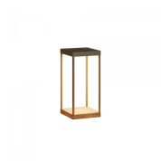 уличный напольный фонарь средней высоты из латуни с прямоугольным корпусом