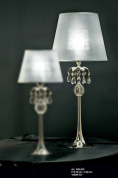 настольная лампа с матовым абажуром и декоративной ножкой с кристаллами
