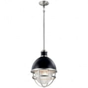 Tollis 18 inch 1 Light Hanging Pendant with Clear Ribbed Glass in Black and Brushed Nickel уличный подвесной светильник 59053BK Kichler