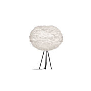 настольный светильник с абажуром из белых перьев на металлических ножках