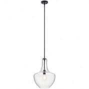 Everly 19.75" 1 Light Bell Pendant Clear Glass Black подвесной светильник 42046BK Kichler