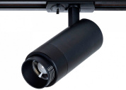 трековый спот на штанге чёрного цвета с цилиндрическим корпусом для магнитного трека 48V