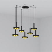 20160-7L WHIZZ BLACK/SATIN GOLD PENDANT LAMP E27 60W 7L подвесной светильник Faro barcelona