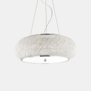 подвесной светильник в форме кольца из хромированного металла с кристаллической отделкой