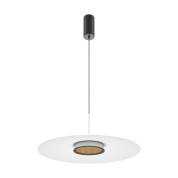 подвесной светильник черного цвета с дисковым плафоном и золотистым центром