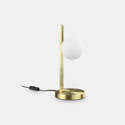 настольная лампа с шарообразным стеклянным плафоном на металлическом основании