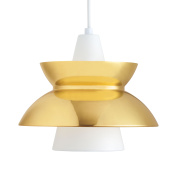 подвесной светильник с глянцевым золотистым плафоном и рассеянным светом