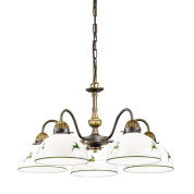 подвесная люстра с пятью плафонами из белого стекла