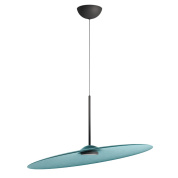 акустический подвесной светильник с круглой панелью голубого цвета