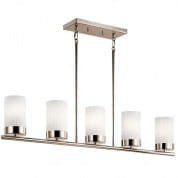 Ciona 43" 5 Light Linear Chandelier with Round Ribbed Glass Polished Nickel люстра 52430PN Kichler