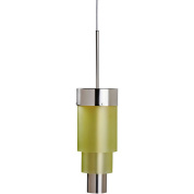 подвесной светильник с цилиндрическим плафоном серебристого цвета и стеклом оливкового оттенка