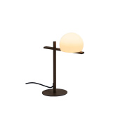 настольная лампа с шаровым плафоном на тонкой стойке