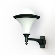 уличное настенное бра с куполообразным плафоном и корпусом тёмного цвета