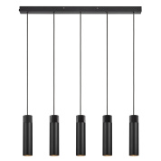 подвесной светильник черный с пятью цилиндрическими плафонами