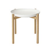2902-0100 Table Set Design House Stockholm Высокий круглый столик с белой столешницей и деревянными ножками