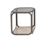 REMIND Квадратный высокий металлический столик со стеклянной столешницей и мраморным основанием Tonin Casa