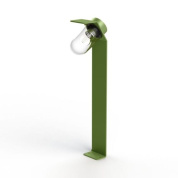 садовый боллард с прозрачной лампой и зелёной арматурой