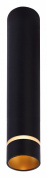 накладной потолочный светильник цилиндрической формы с черным корпусом и золотистым акцентом